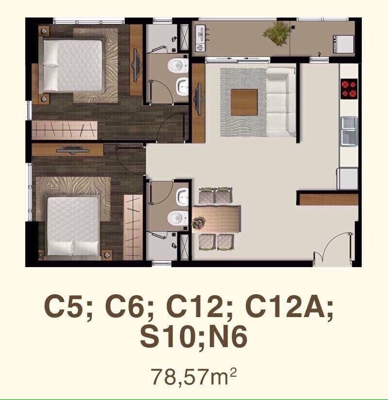 thiết kế căn hộ saigon mia 78 m2