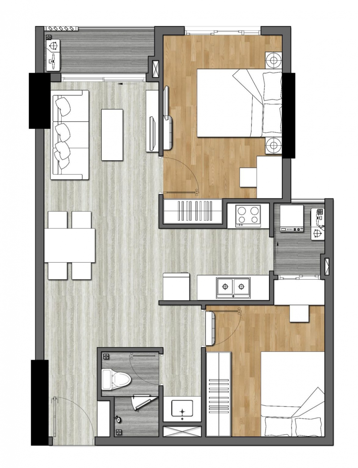 Thiết kế căn hộ 2 phòng ngủ của dự án 9x Next Gen Bình Dương
