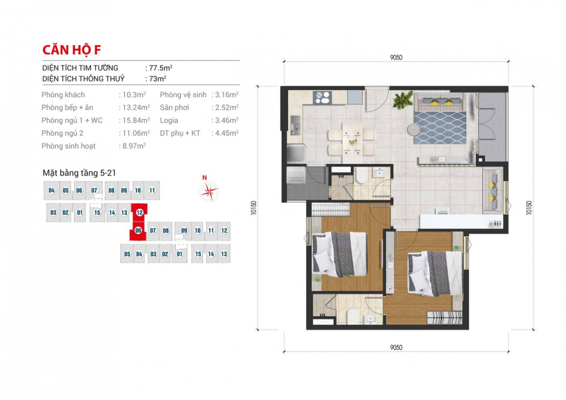 thiết kế chi tiết căn hộ high intela quận 8 3