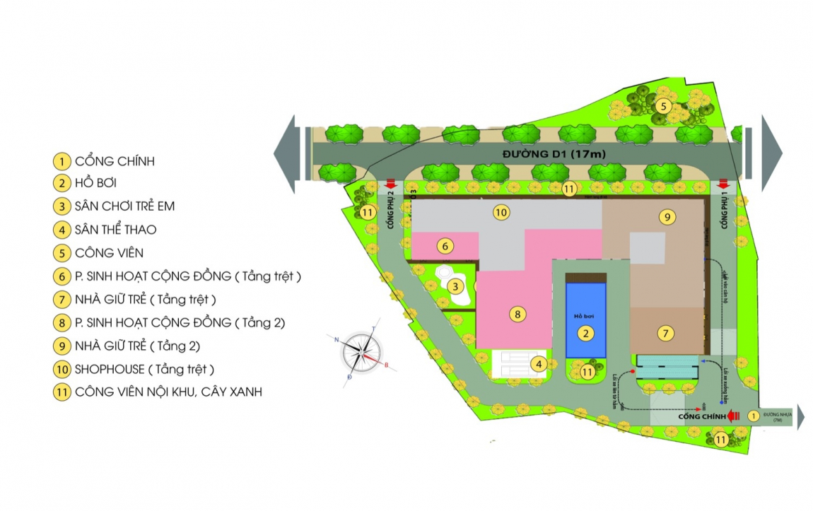 mặt bằng tổng thể căn hộ bcons green view