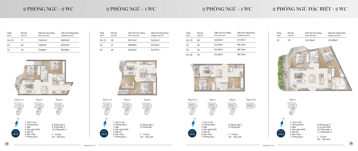 Thiết kế chi tiết căn hộ 2 phòng ngủ dự án The Aston Nha Trang