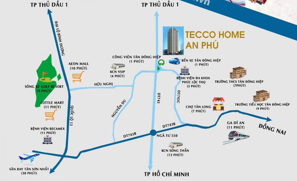 Vị trí dự án căn hộ Tecco Home Bình Dương