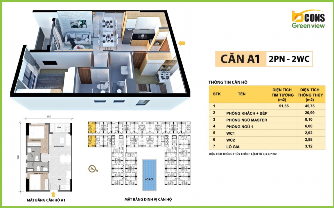 thiết kế căn hộ bcons green view 2